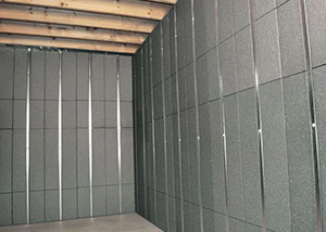 SilverGlo™ insulation and metal studs making up our Basement to Beautiful™ panels.  Installed in New Haven.