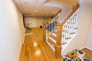 Finishing touches for a remodeled basement in Norwalk