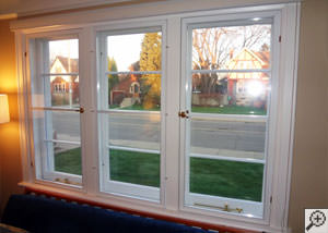 A basement window insulation panel installed in a home in Groton.
